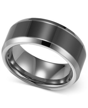 image of Triton Men-s Tungsten Carbide and Ceramic Ring, 8mm Wedding Band