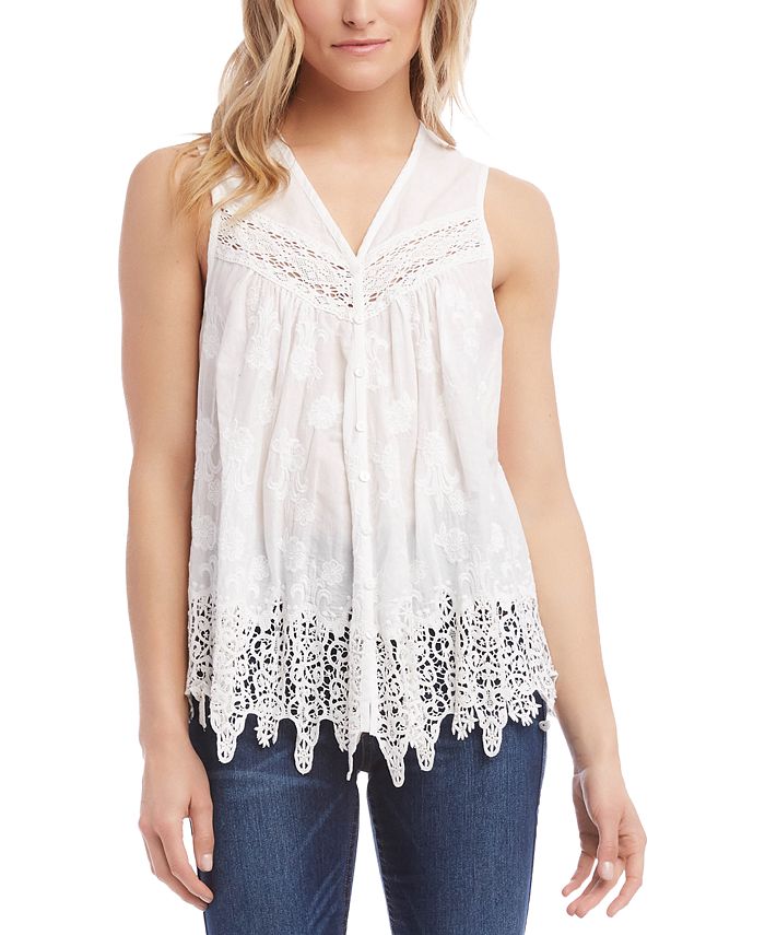 Karen Kane Cotton Embroidered Lace Top Macy s