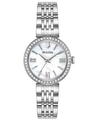 Bulova Women's Stainless Steel Bracelet Watch 33mm Gift Set - Macy's