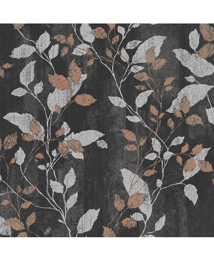 Graham & Brown Graham Brown Vermeil Leaf Charcoal Copper Wallpaper Macy's