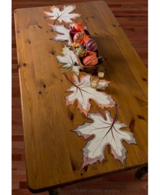 Embroidered Maple Leaves Table Runner