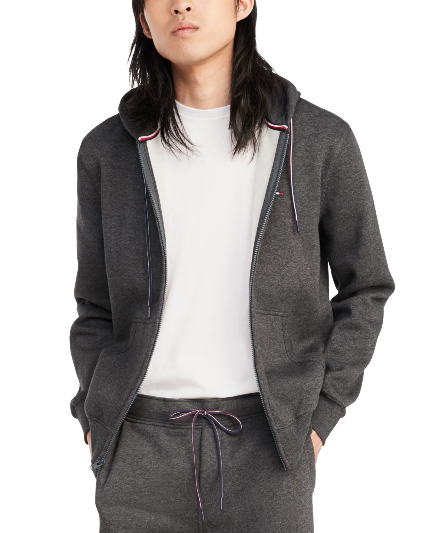 Мужское худи Tommy Hilfiger Big & Tall Plains Zip-Up, цвет: Угольный серый — фото 1