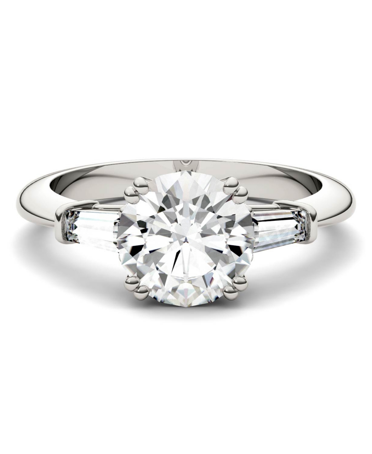 Moissanite Round and Baguette Engagement Ring (2-1/4 ct. tw.) in 14k- White Gold