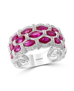 image of Effy Certified Ruby (1-1/3 ct. t.w.) & Diamond (1/3 ct. t.w.) Ring in 14k White Gold