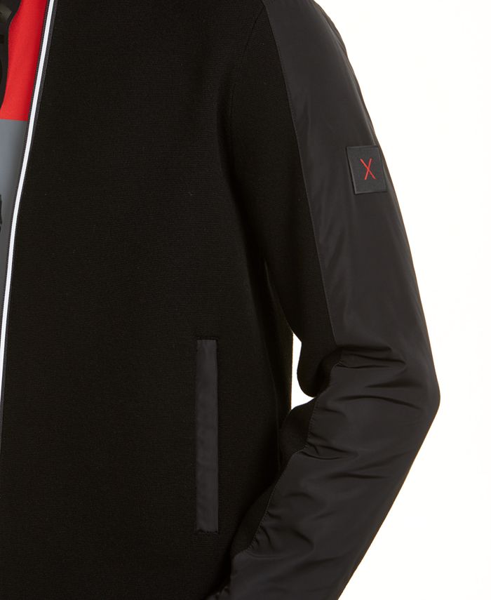 Michael Kors Men's Kors X Tech ZipFront Mixed Media Sweater Jacket Macy's