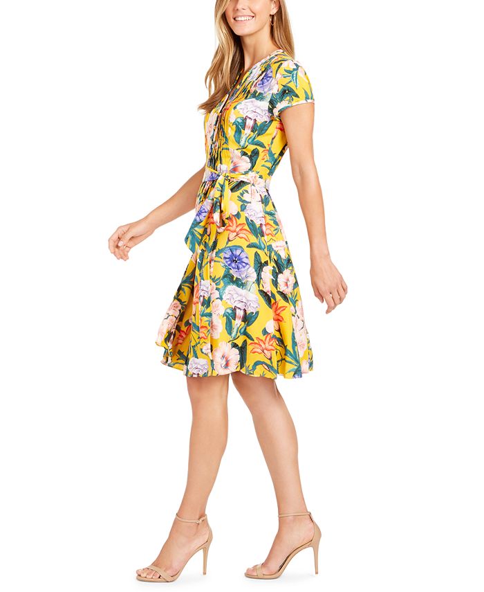 MSK Petite Floral-Print A-Line Dress - Macy's