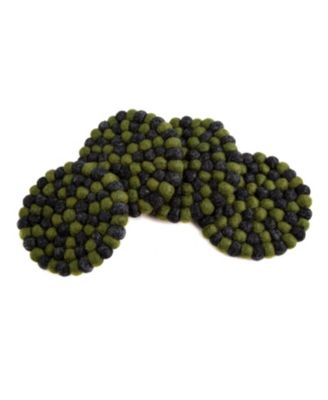 Thirstystone - Rd. Felt Ball Pom Pom Coaster S/4