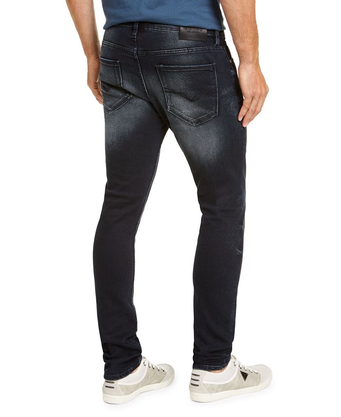 GUESS Men's Skinny Fit Midnight Acid Destroyed Morocco Jeans - Macy's