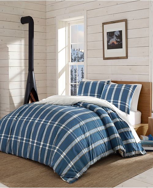 Eddie Bauer Taylor Plaid Navy Duvet Cover Set Full Queen