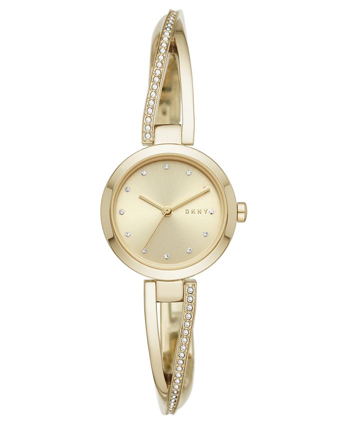 DKNY Women's Crosswalk Gold-Tone Stainless Steel Bangle Bracelet Watch ...