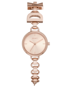 image of Dkny Women-s Soho Logo Rose Gold-Tone Stainless Steel Chain Bracelet Watch 24mm