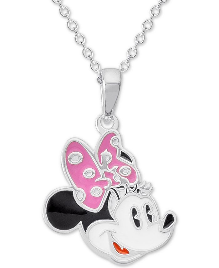 Disney Children's Enamel Minnie Mouse 16" Pendant Necklace in Sterling