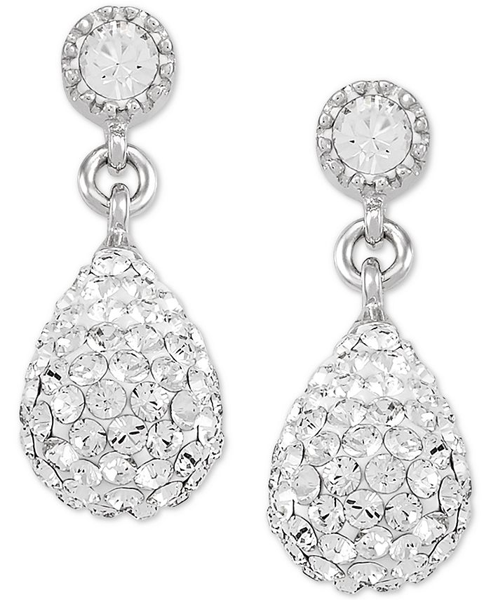 Macy's Swarovski Crystal Teardrop Drop Earrings in Sterling Silver - Macy's