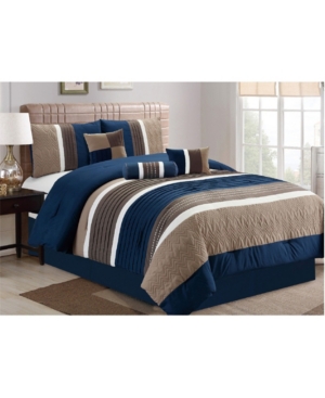 Luxlen Washington 7 Piece Comforter Set, King Bedding In Blue