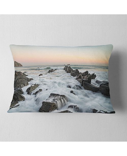 Bay Of Biscay Spain Seashore Landscape Printed Throw Pillow 12 X 20