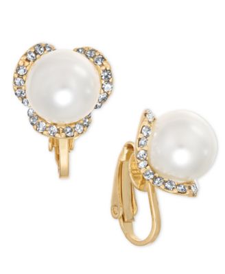 macy's clip on pearl earrings