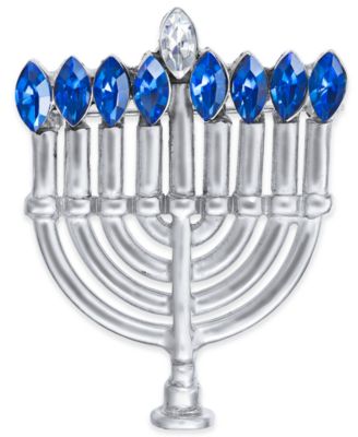 Charter Club - Silver-Tone Crystal Menorah Pin