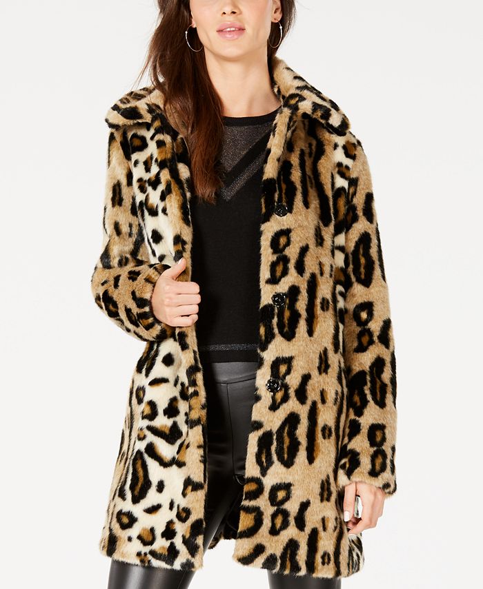 kensie Leopard-Print Faux-Fur Coat & Reviews - Coats & Jackets - Women -  Macy's