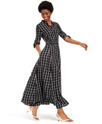 Calvin Klein Plaid Maxi Shirtdress