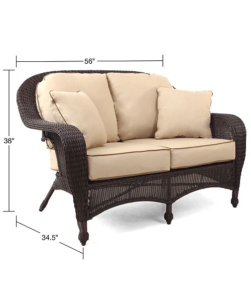 Furniture Monterey Wicker Outdoor Loveseat With Sunbrella Cushions Created For Macy S Reviews Furniture Macy S