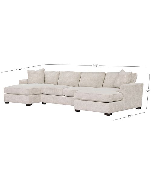 Furniture Juliam 3 Pc Fabric Double Chaise Sofa Created For
