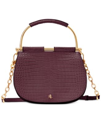 Lauren Ralph 上質レザーCrocodile-Embossed Satchel Bag Lauren Ralph Lauren Farrah Crocodile Embossed Small Satchel