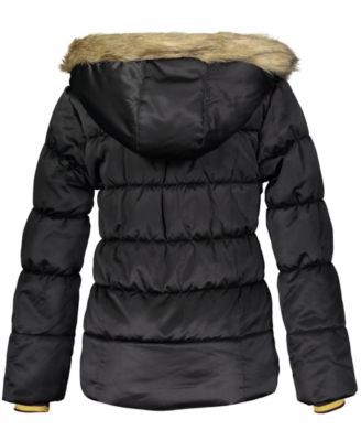 Jessica Simpson Big Girls Hooded Puffer Jacket With Faux-Fur Trim - Macy's