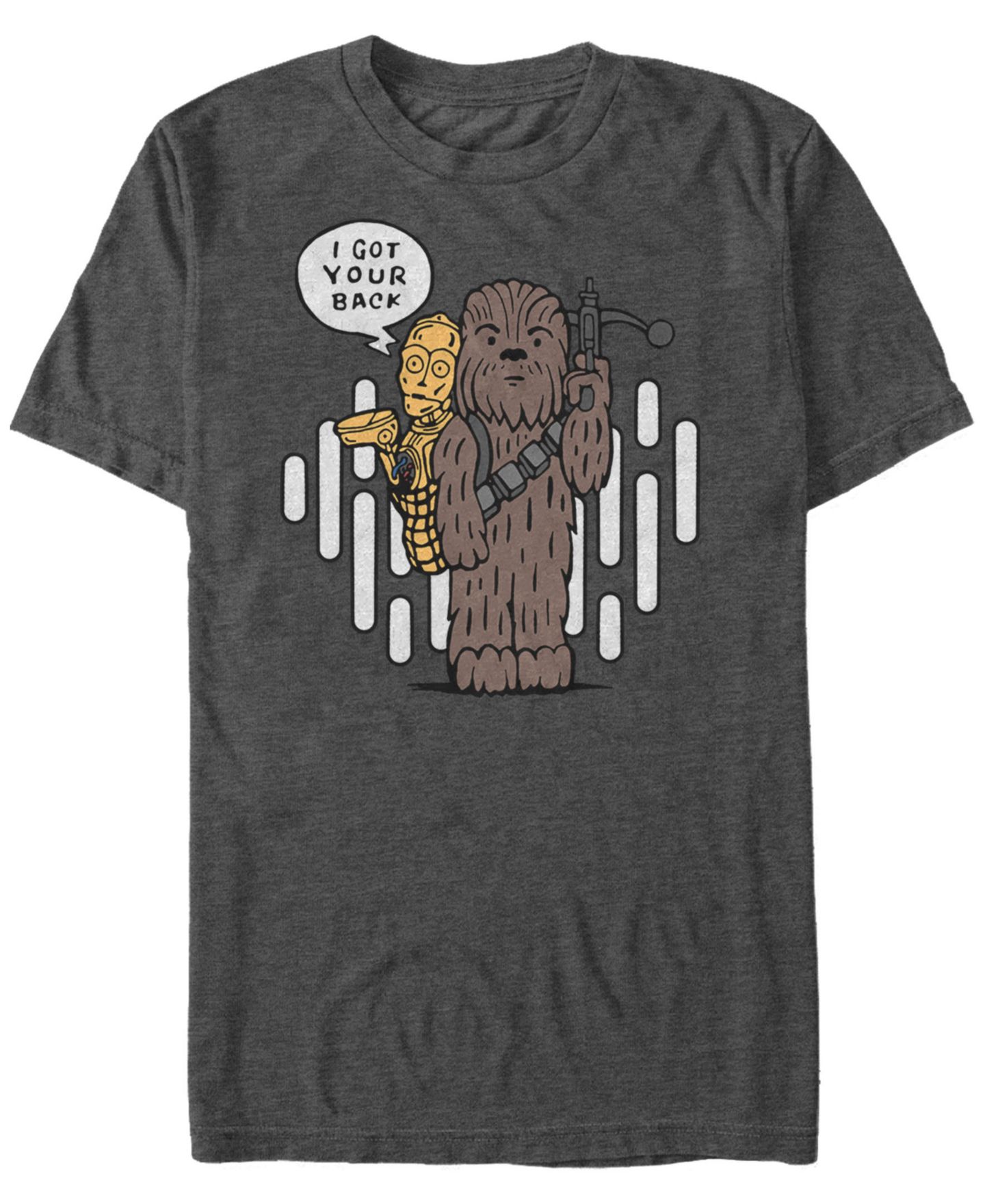 Мужская футболка Fifth Sun Star Wars Classic Cute Chewie And C-3Po Cartoon Short Sleeve, цвет: Угольный меланжевый — фото 1