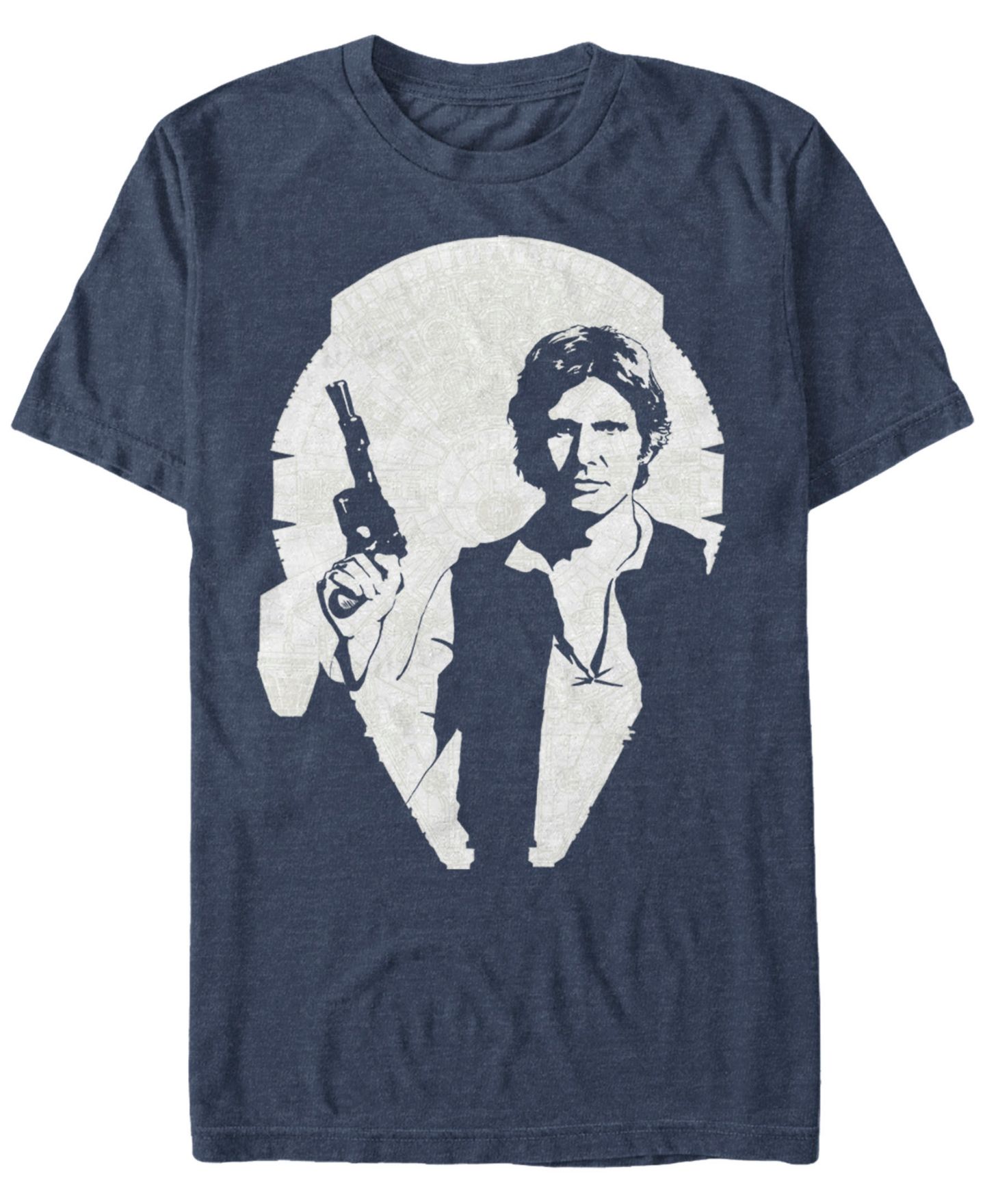 Мужская футболка Fifth Sun Star Wars Classic Han Solo Millennium Falcon Silhouette Short Sleeve, цвет: Тёмно-синий меланжевый — фото 1