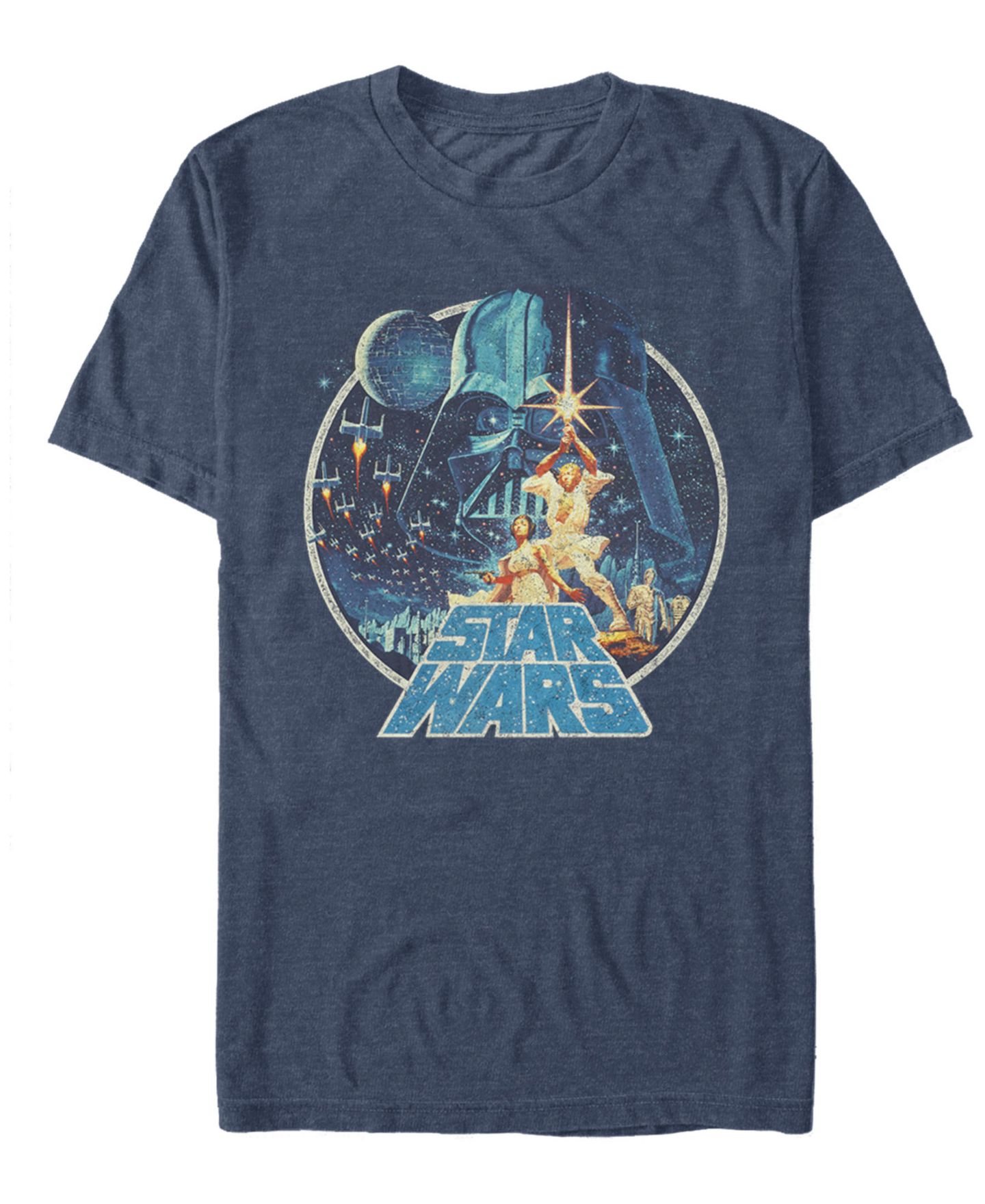 Мужская футболка Fifth Sun Star Wars Classic Retro Circle Movie Poster Short-Sleeve, цвет: Тёмно-синий меланжевый — фото 2