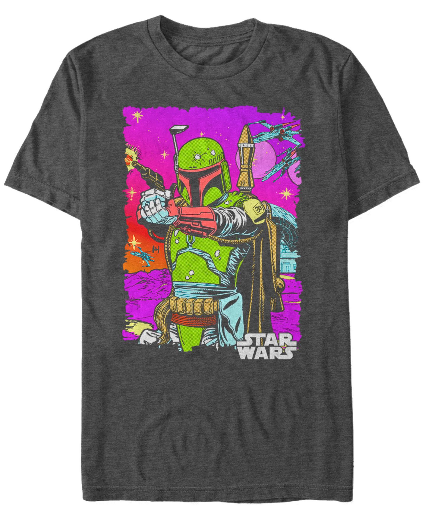 Мужская футболка Fifth Sun Star Wars Classic Bright Boba Fett Short Sleeve, цвет: Угольный меланжевый — фото 1