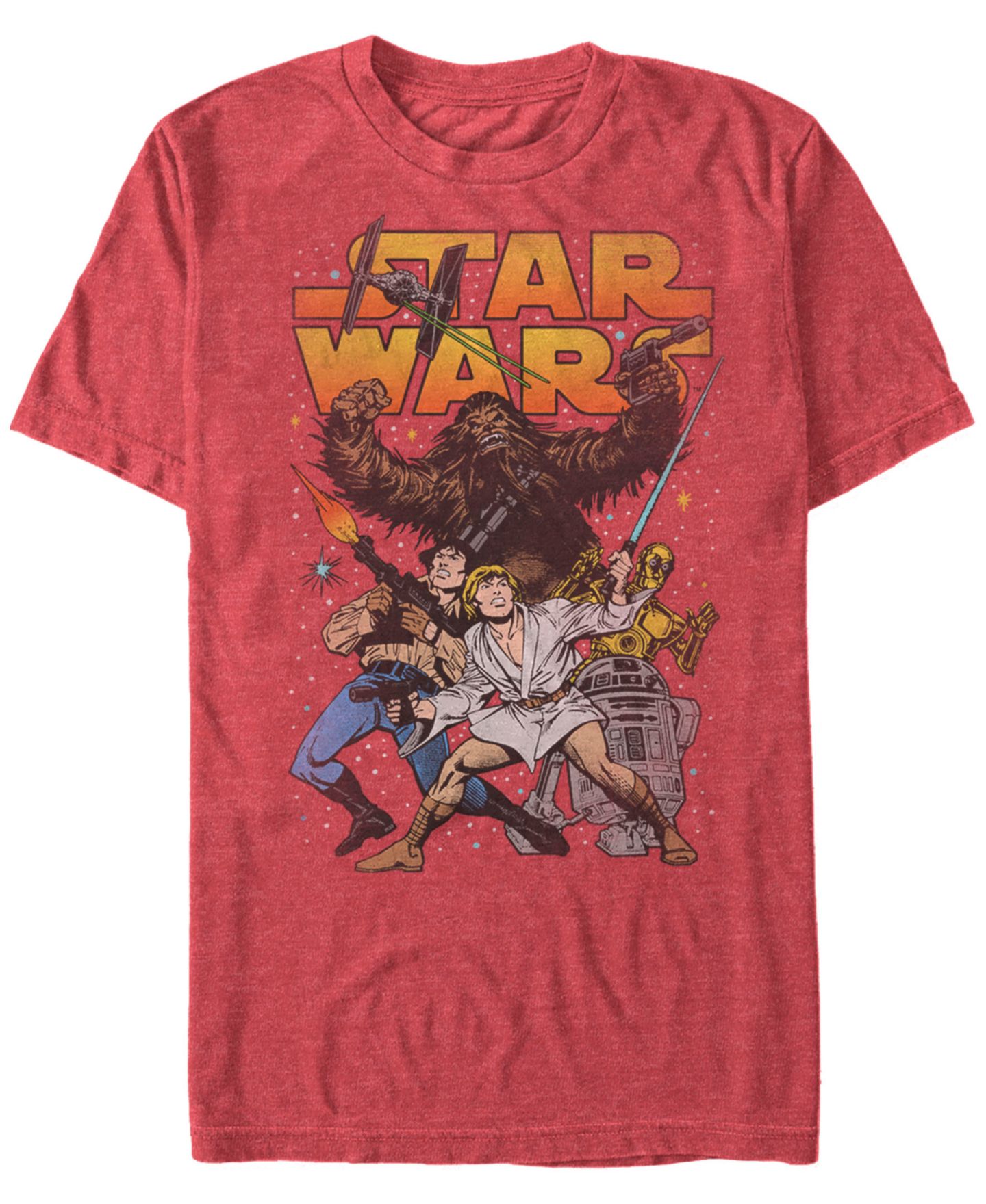 Мужская футболка Fifth Sun Star Wars Classic Cartoon Good Guys Short Sleeve, цвет: Красный меланжевый — фото 1