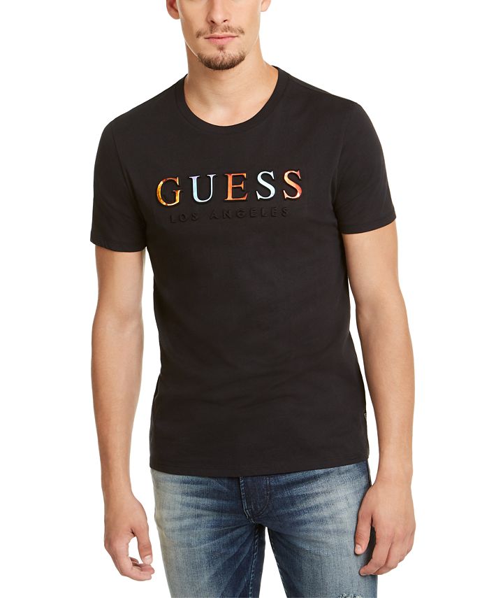 GUESS Embossed Logo Tee Reviews - T-Shirts - - Macy's