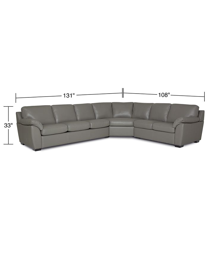 Furniture Lothan 3Pc. Leather Queen Sleeper Sectional Sofa, Created