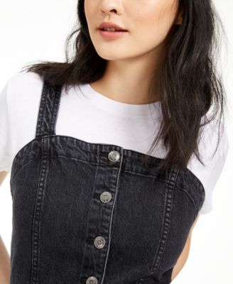 OAT Button-Front Fitted Overall Dress - Macy's