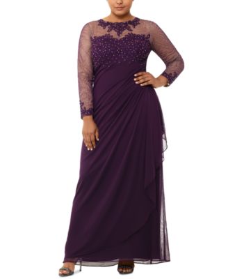 xscape plus size illusion beaded gown