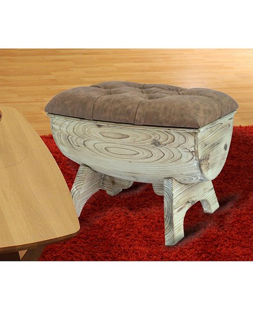 Vintiquewise Vintage Like Wooden Wine Barrel Storage Bench