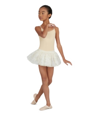 Capezio Kids' Big Girls Camisole Leotard With Clear Transition Straps In Nude Or Na