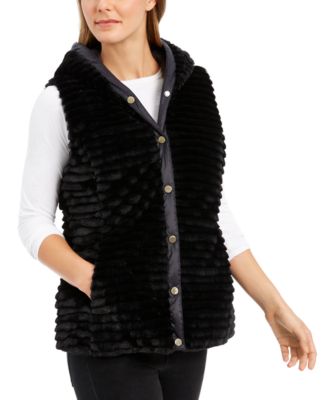 Charter Club Faux-Fur Hooded Reversible Vest, Created for Macy's - Macy's