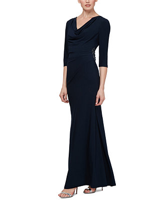 SL Fashions Embellished Cowlneck Gown - Macy's