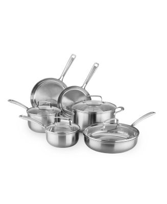 KitchenAid Stainless Steel Cookware Pots and Pans Set, 10 Piece, Brushed  Stainless Steel