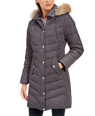 Michael Kors Faux-Fur-Trim Hooded Chevron Down Puffer Coat, Created for  Macy's & Reviews - Coats & Jackets - Women - Macy's