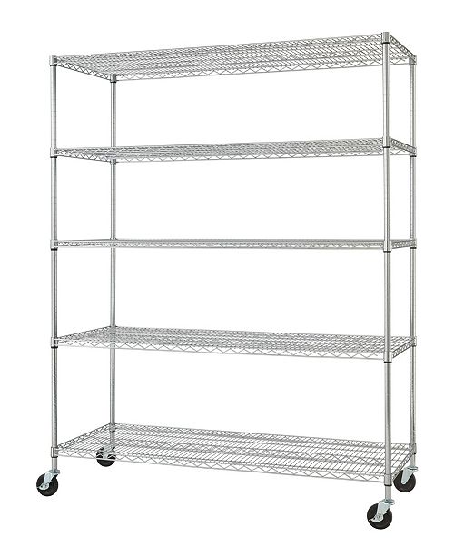 TRINITY 5Tier Heavy Duty Wire Shelving Rack with NSF Includes Wheels