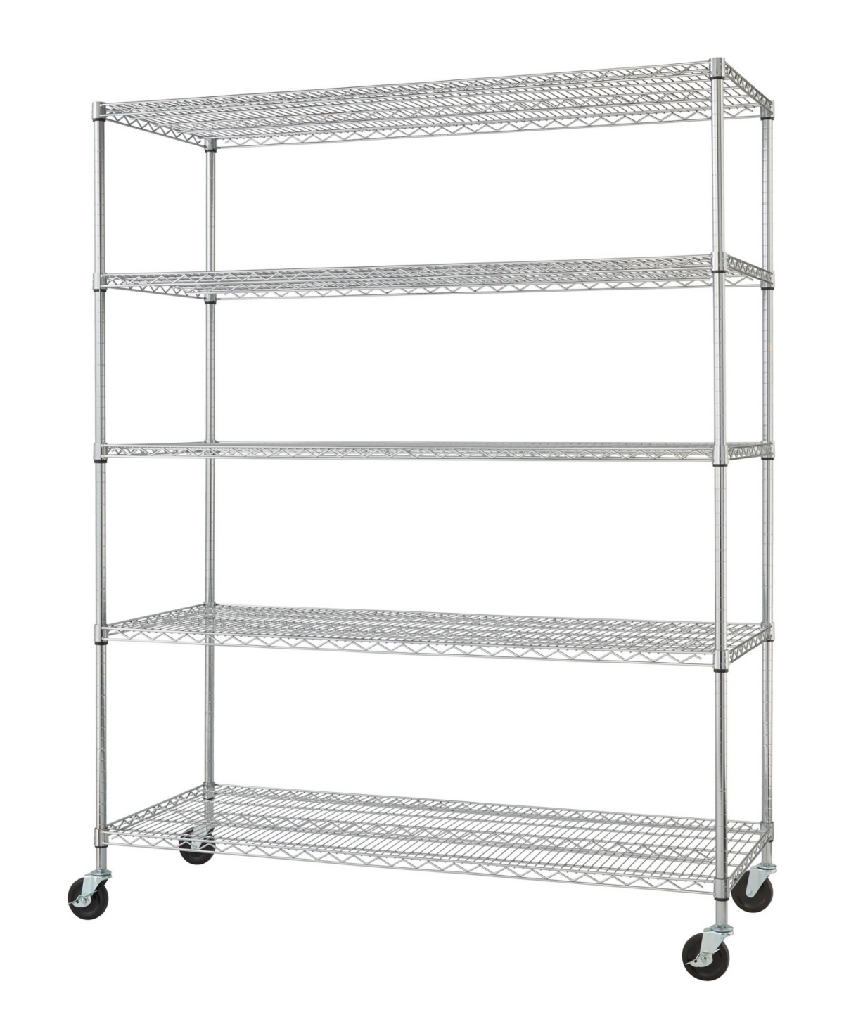 5-Tier Heavy Duty Wire Shelving Rack with Nsf Includes Wheels - Chrome
