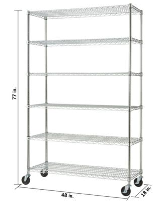 Basics 6-Tier Wire Shelving Rack Includes Wheels