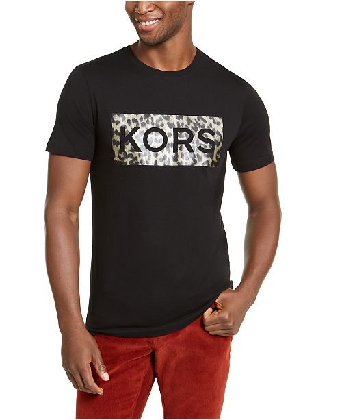 Michael Kors Men S Leopard Box Logo Graphic T Shirt Reviews T Shirts Men Macy S