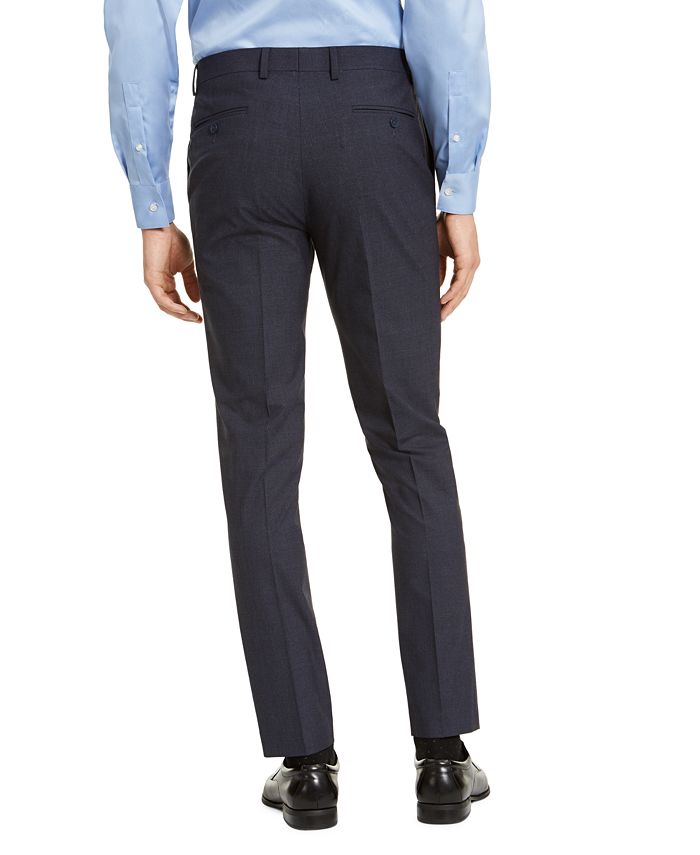 Calvin Klein Men's SkinnyFit Infinite Stretch Navy Check Dress Pants