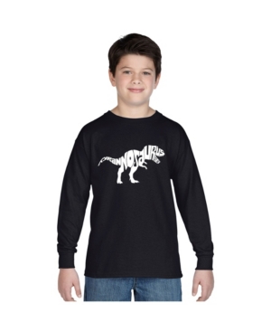 image of La Pop Art Boy-s Word Art Long Sleeve T-Shirt - Tyrannosaurus Rex
