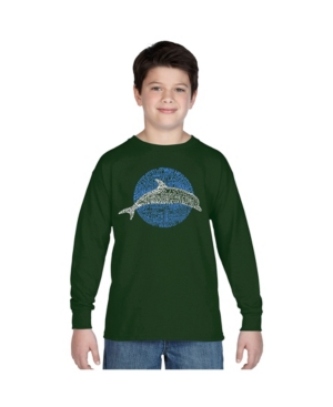 image of La Pop Art Boy-s Word Art Long Sleeve T-Shirt - Species of Dolphin