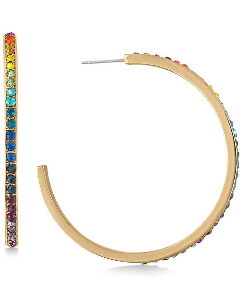 Rachel Rachel Roy Large Gold Tone Rainbow Hoop Earrings 1 3 4